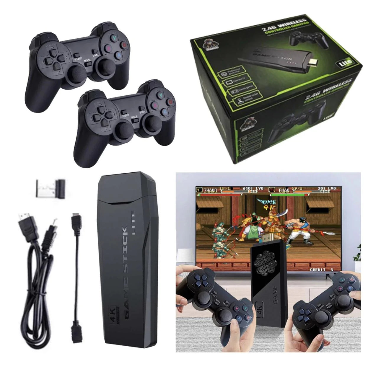 Consola Retro Game Stick M8 – 3000 Juegos + 2 Controles Inalámbricos HD